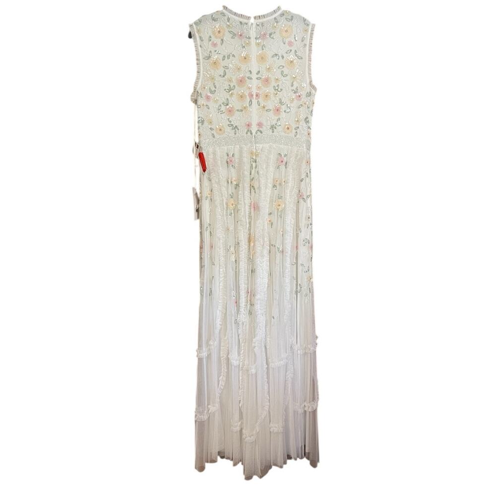 Mac Duggal Size 10 NEW 9137 Ivory Embroidered High Neck Sleeveless Ruffled Gown - Picture 6 of 12